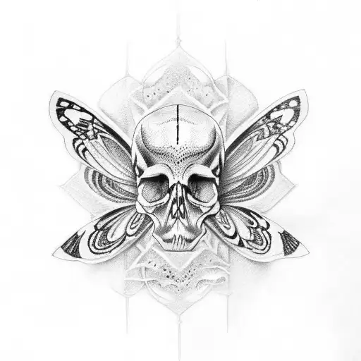butterfly with skull tattoo design idea