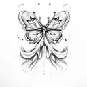 butterfly with skull tattoo design idea