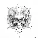 butterfly with skull tattoo design idea