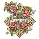 Rodrigo and Maricel name in cross tattoo design idea