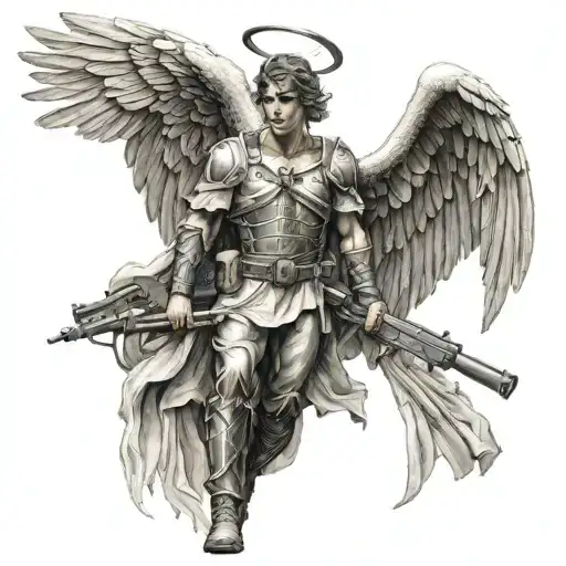 ANGEL PREPARED FOR WAR tattoo design idea