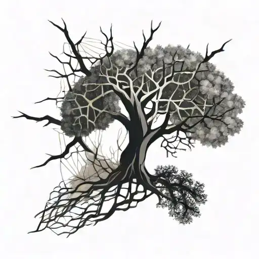 a shoulder tattoo of a tree where the branches are neurons in the shape of a brain tattoo design idea