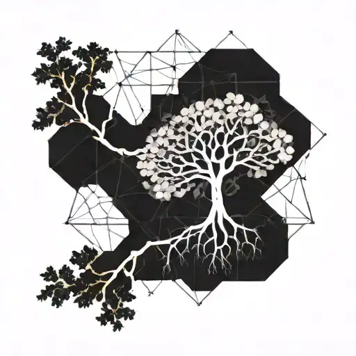 a tree where the branches are neurons in the shape of a brain tattoo design idea