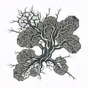 a shoulder tattoo of a tree where the branches are neurons in the shape of a brain tattoo design idea