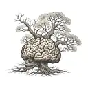 a tree where the branches are neurons in the shape of a brain tattoo design idea
