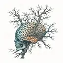 a tree where the branches are neurons in the shape of a brain tattoo design idea