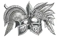 Gladiator helmet with coloseum tattoo design idea