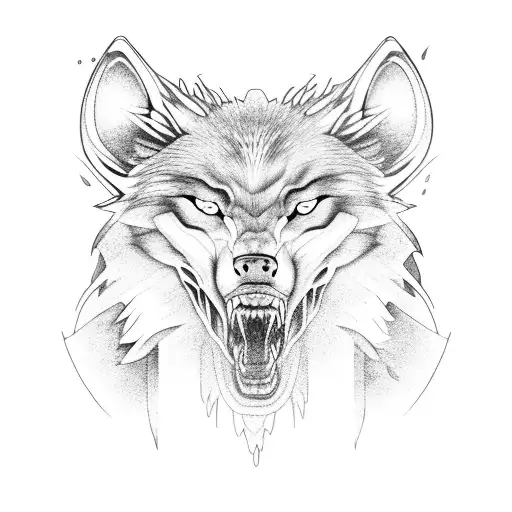 Fenrir, the monstrous wolf, breaking free from chains tattoo design idea