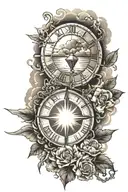 rays of sun descending from the shoulder to the bottom of the biceps surrounded by clouds and a decor tattoo design idea