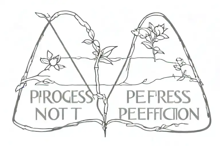 progress not perfection scale balanced tattoo design idea