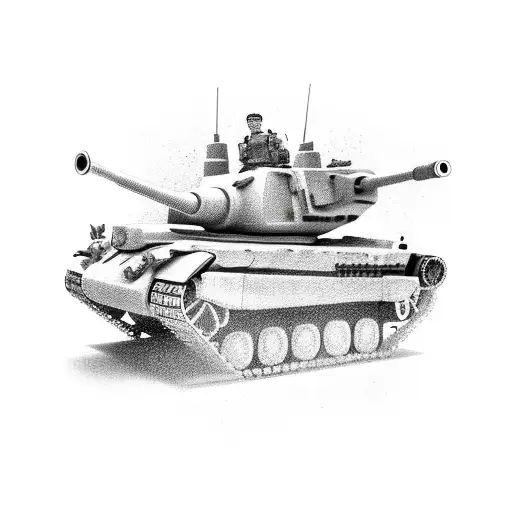 cartoon army tank tattoo design idea