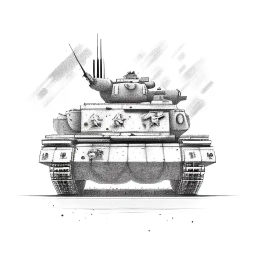 Sketch "Army Cartoon Tank" Tattoo Idea - BlackInk AI