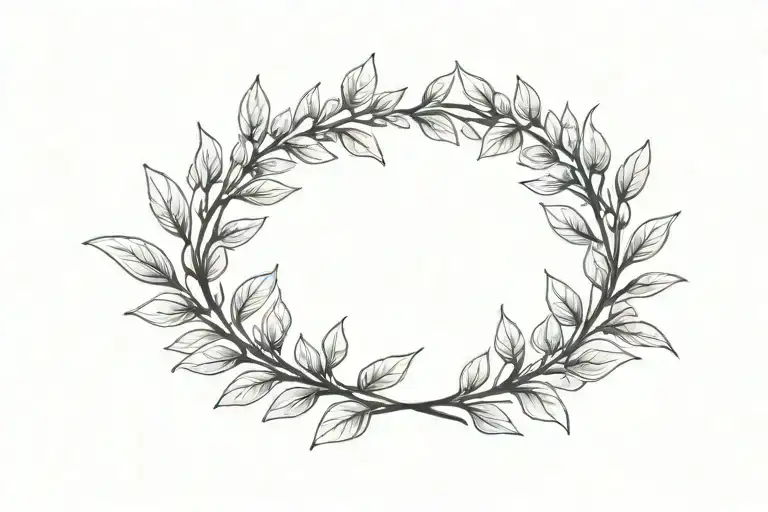 laurel wreath. simple, elegant laurel wreath with thin, delicate leaves. branches should not touch at the top tattoo design idea