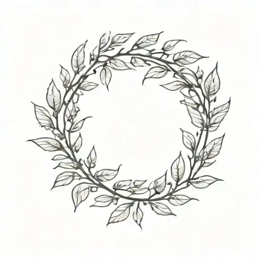 laurel wreath. simple, elegant laurel wreath with thin, delicate leaves. branches should not touch at the top tattoo design idea