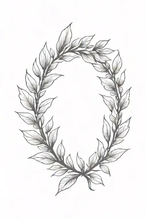 laurel wreath. simple, elegant laurel wreath with thin, delicate leaves. branches should not touch at the top tattoo design idea