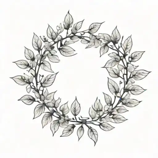 laurel wreath. simple, elegant laurel wreath with thin, delicate leaves. branches should meet at the bottom tattoo design idea