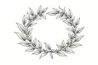 laurel wreath. simple, elegant laurel wreath with thin, delicate leaves. branches should not touch at the top tattoo design idea