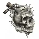 small sized skull drowned in the glass full of whiskey tattoo design idea