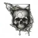 small sized skull drowned in the glass full of whiskey tattoo design idea