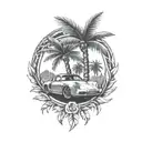 laurel wreath, porsche, palm tree tattoo design idea