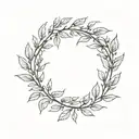 laurel wreath. simple, elegant laurel wreath with thin, delicate leaves. branches should not touch at the top tattoo design idea