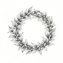 laurel wreath. simple, elegant laurel wreath with thin, delicate leaves. branches should not touch at the top tattoo design idea