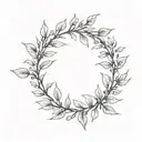 laurel wreath. simple, elegant laurel wreath with thin, delicate leaves. branches should not touch at the top tattoo design idea