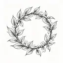 laurel wreath. simple, elegant laurel wreath with thin, delicate leaves. branches should not touch at the top tattoo design idea