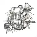 travel, backpack, vision, mind tattoo design idea
