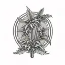 laurel wreath, porsche, palm tree tattoo design idea