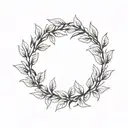 laurel wreath. simple, elegant laurel wreath with thin, delicate leaves. branches should not touch at the top tattoo design idea
