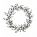 laurel wreath. simple, elegant laurel wreath with thin, delicate leaves. branches should not touch at the top tattoo design idea