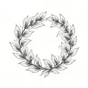 laurel wreath. simple, elegant laurel wreath with thin, delicate leaves. branches should not touch at the top tattoo design idea