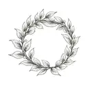 laurel wreath. simple, elegant laurel wreath with thin, delicate leaves. branches should not touch at the top tattoo design idea