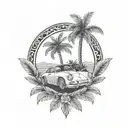 laurel wreath, porsche, palm tree tattoo design idea