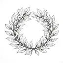 laurel wreath. simple, elegant laurel wreath with thin, delicate leaves. branches should not touch at the top tattoo design idea