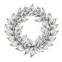 laurel wreath. simple, elegant laurel wreath with thin, delicate leaves. branches should not touch at the top tattoo design idea