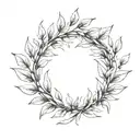 laurel wreath. simple, elegant laurel wreath with thin, delicate leaves. branches should not touch at the top tattoo design idea