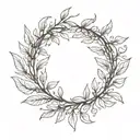 laurel wreath. simple, elegant laurel wreath with thin, delicate leaves. branches should not touch at the top tattoo design idea