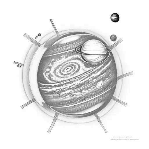 A microscope with planets and galaxies inside the lens tattoo design idea