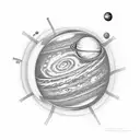 A microscope with planets and galaxies inside the lens tattoo design idea