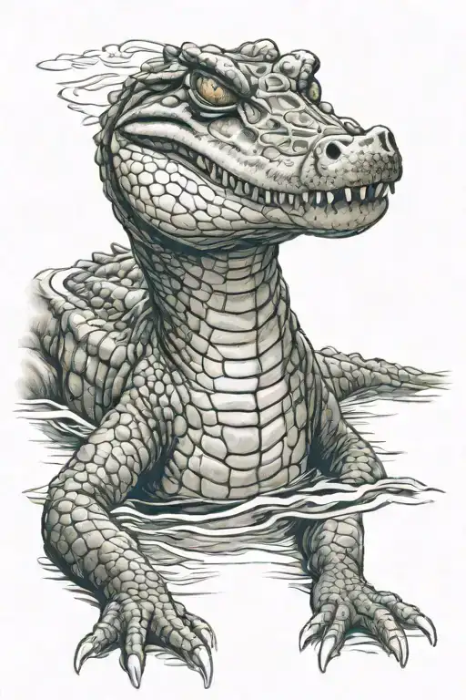 Crocodile swimming tattoo design idea