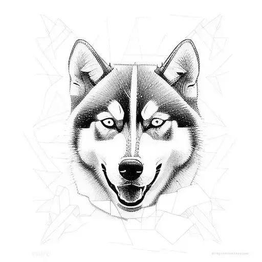 Husky Portraits in Geometric Abstraction tattoo design idea