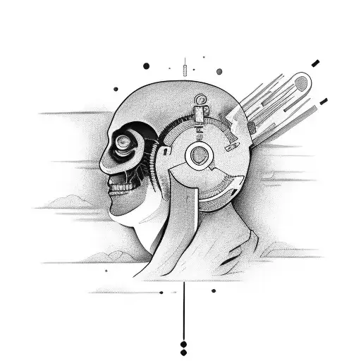 person taking control of mind tattoo design idea