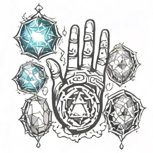 "Design a tattoo for the pinky finger of the right hand, featuring the four elemental stones from the movie 'The Fifth E tattoo design idea