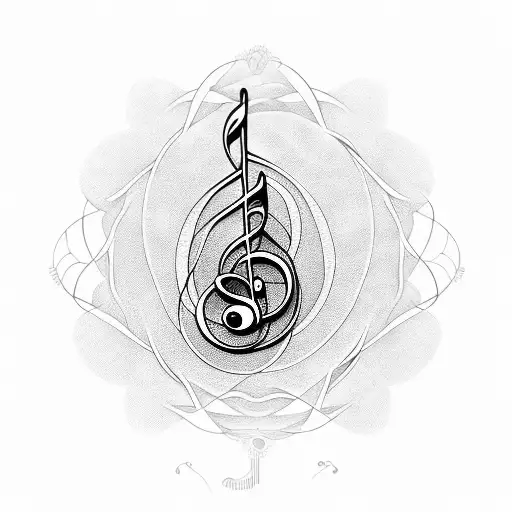 Musical notes intertwined with sunflowers tattoo design idea