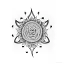 Musical notes intertwined with sunflowers tattoo design idea