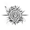 Musical notes intertwined with sunflowers tattoo design idea