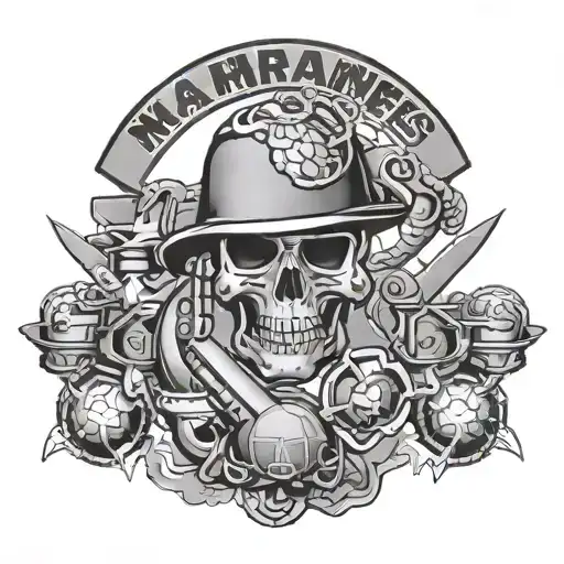 Us Marines mechanical engineering tattoo design idea