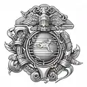 Us Marines mechanical engineering tattoo design idea